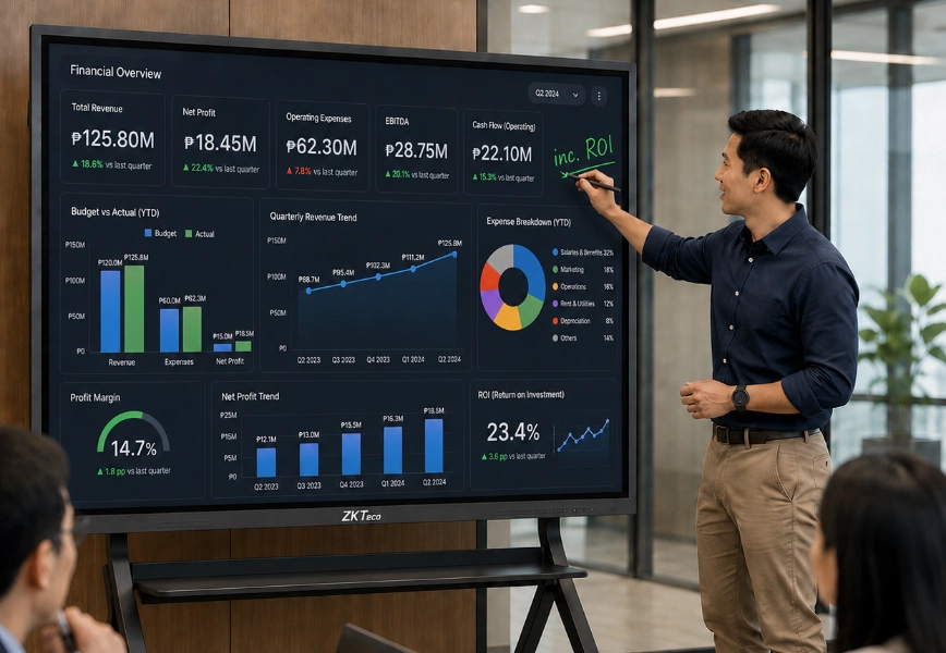 Interactive whiteboard in a conference room